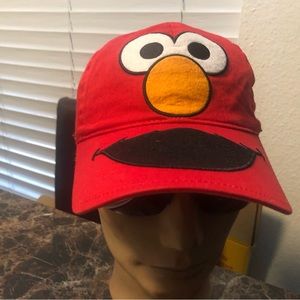 Elmo Face Sesame Street Red Baseball Cap Hat Fitted Adult Embroidered Size ADJ